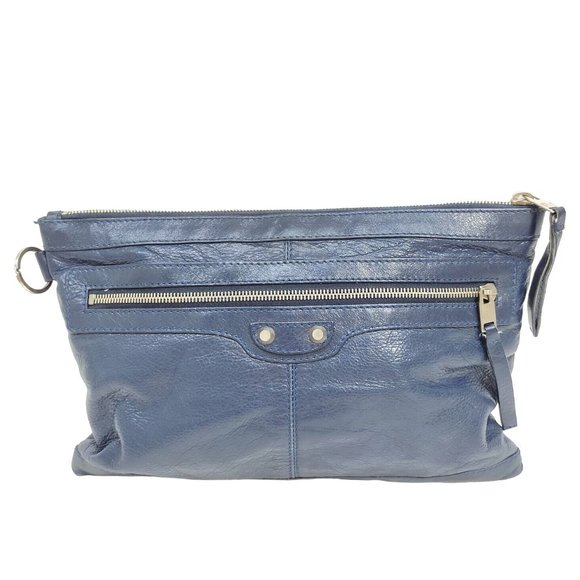 00799149# Balenciaga Clutch Bag Blue Leather - Picture 1 of 10
